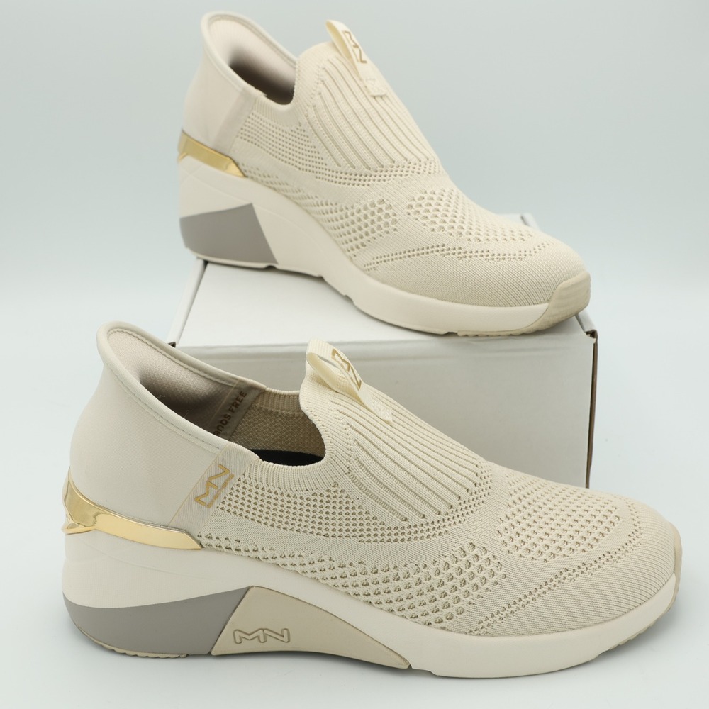 Mark Nason Skechers Hands Free Slip-ins A-Line Pointed‎ Wedge Sneakers Taupe 8.5